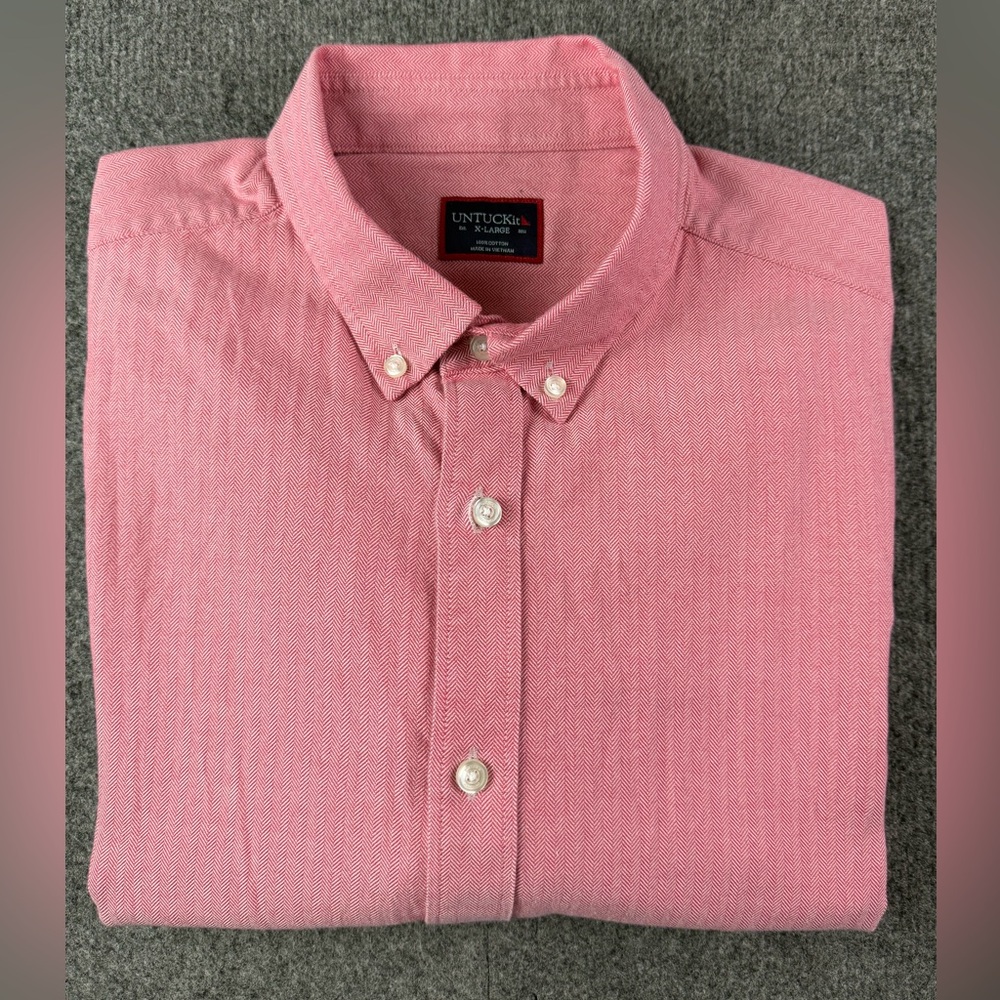 Untuckit Mens 100% Cotton Long Sleeve Button Down Shirt Size XL Red